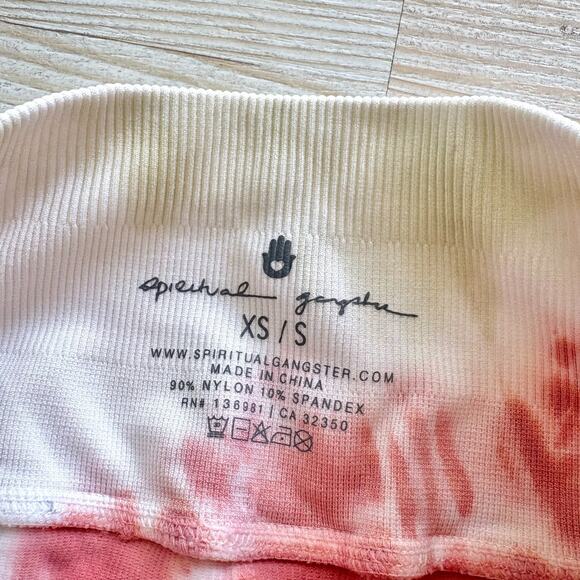 Spiritual Gangster Love Sculpt Ribbed Yoga Leggings | Pastel Tie Dye XS/S - Picture 2 of 6